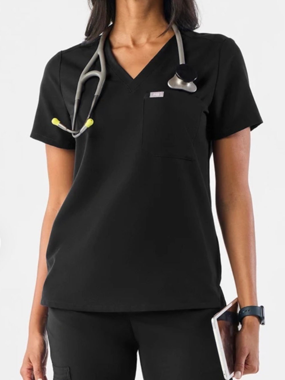 FIGS Catarina One Pocket Scrub Top Black XS